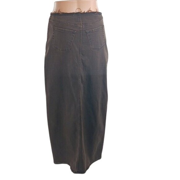Wild Fable Skirt Brown Distressed Maxi Denim Slit Low Rise Womens Size 2 - Picture 6 of 8